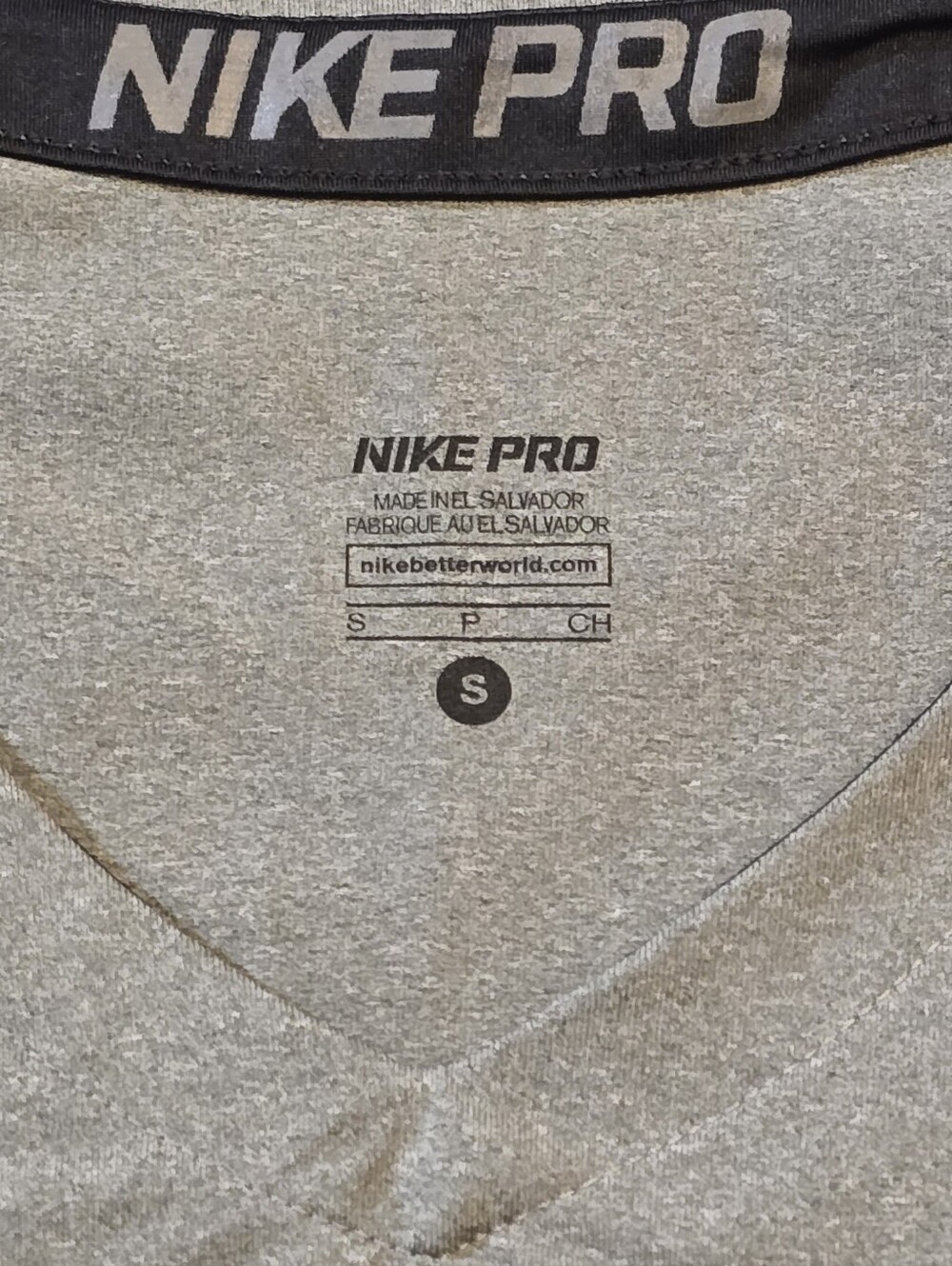 Nike Pro Dri-FIT Grey Fitted V-Neck Short Sleeve Training Shirt Size S - Picture 2 of 7
